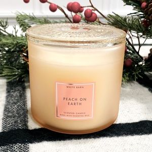 NEW Peach on Earth Bath & Body Works 3 Wick Candle Glass Decorative Lid Rare